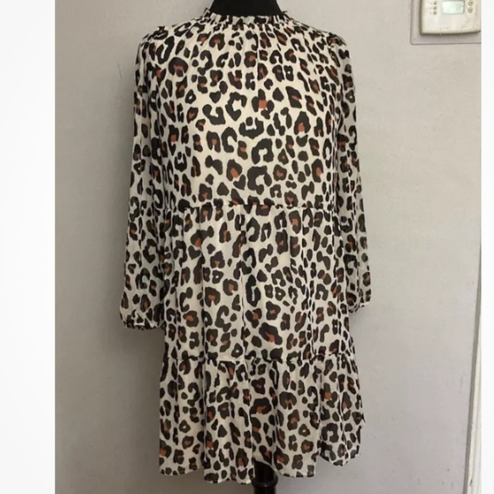 9-20 Loft Animal Print dress tiered PS Petite Small